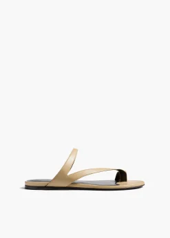 Khaite Sandals-Aimee Flat Sandal in Beige Leather