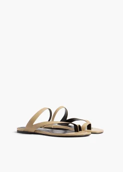 Khaite Sandals-Aimee Flat Sandal in Beige Leather
