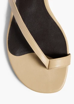 Khaite Sandals-Aimee Flat Sandal in Beige Leather