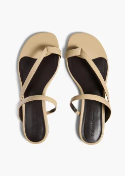 Khaite Sandals-Aimee Flat Sandal in Beige Leather