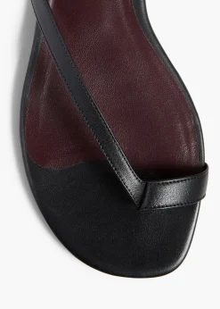 Khaite Sandals-Aimee Flat Sandal in Black Leather