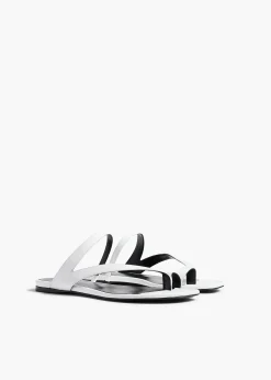 Khaite Sandals-Aimee Flat Sandal in Optic White Leather