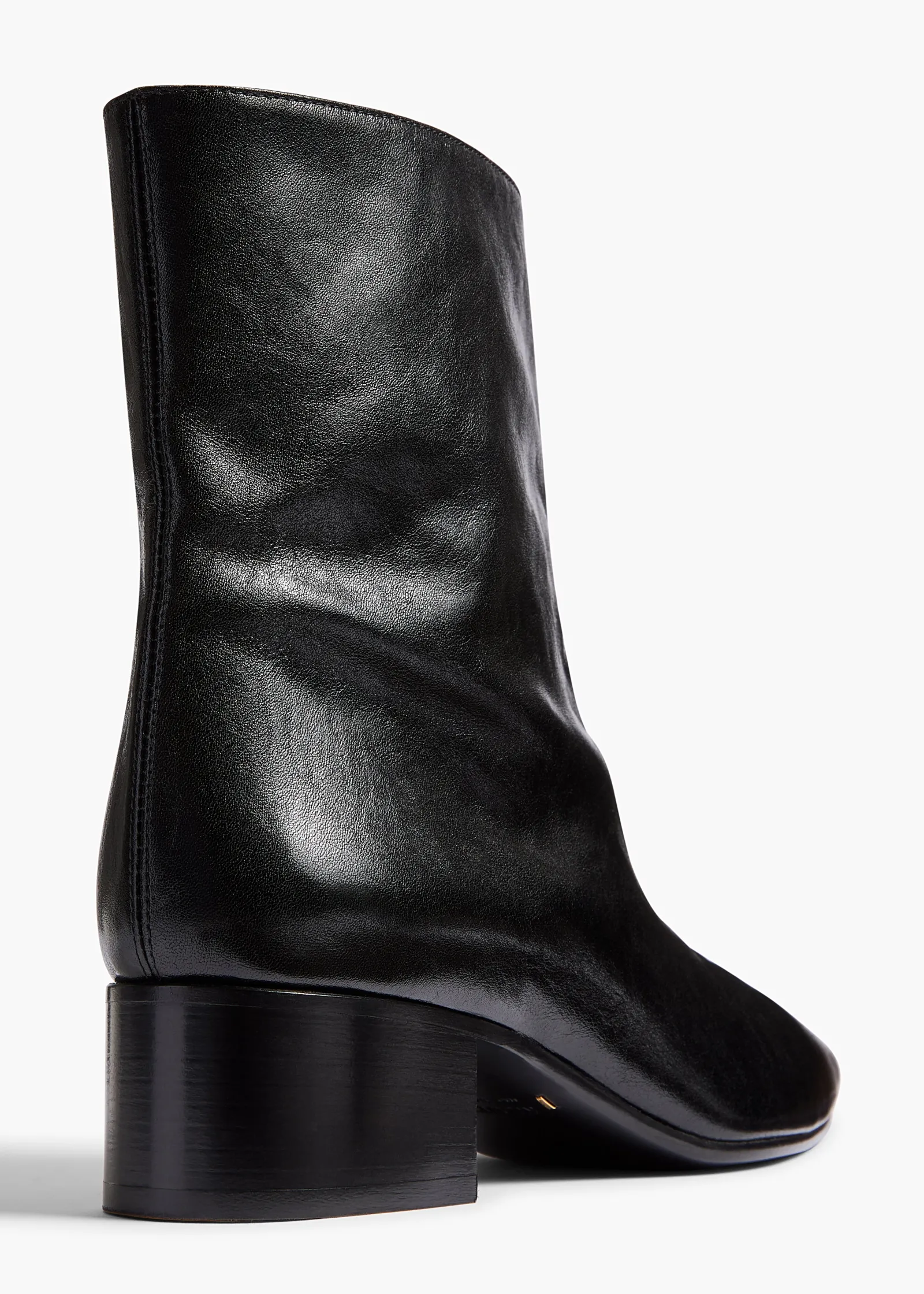 Khaite Boots-Andee Ankle Boot in Black Glazed Leather