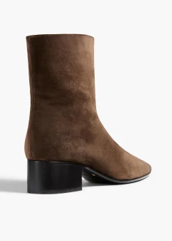 Khaite Boots-Andee Ankle Boot in Ebano Suede