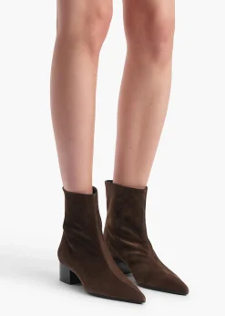Khaite Boots-Andee Ankle Boot in Ebano Suede