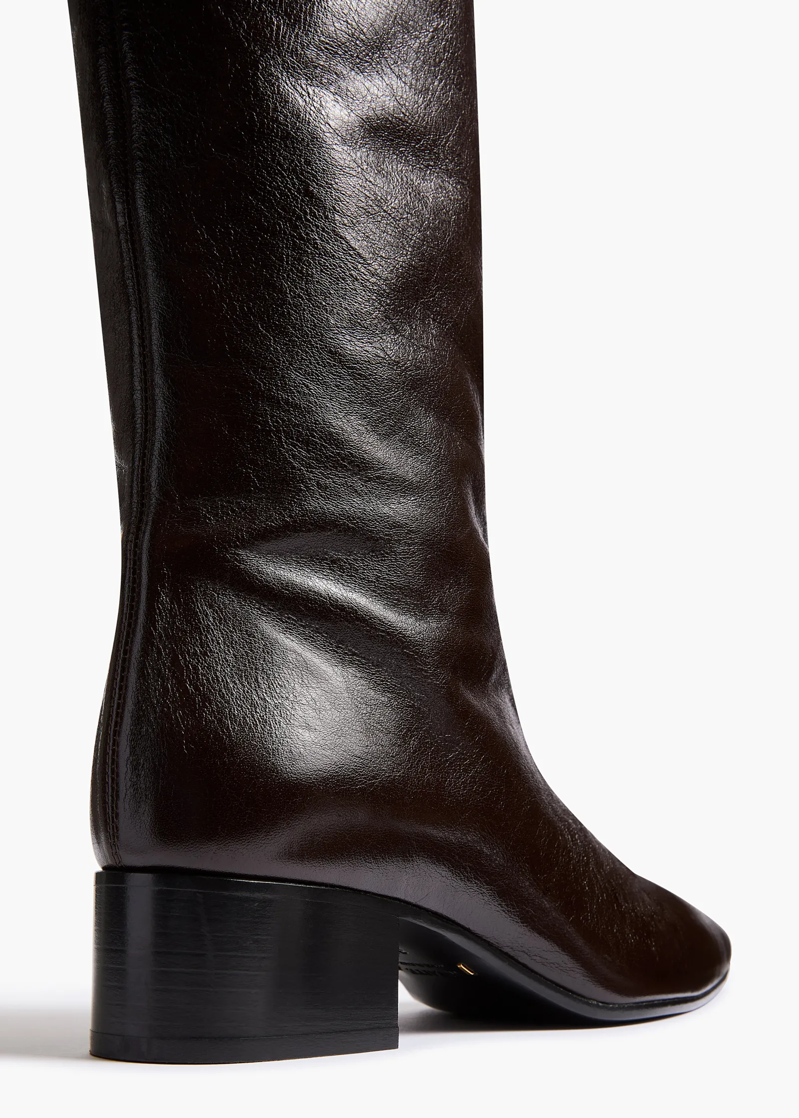 Khaite Boots-Andee Knee-High Boot in Black Glazed Leather
