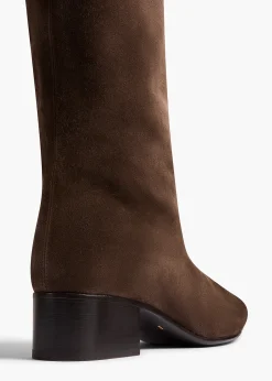 Khaite Boots-Andee Knee-High Boot in Ebano Suede