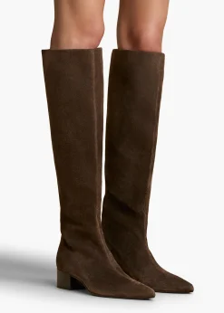 Khaite Boots-Andee Knee-High Boot in Ebano Suede