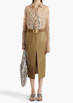 Khaite Leather|Skirts & Shorts-Anden Skirt in Golden Ochre Leather