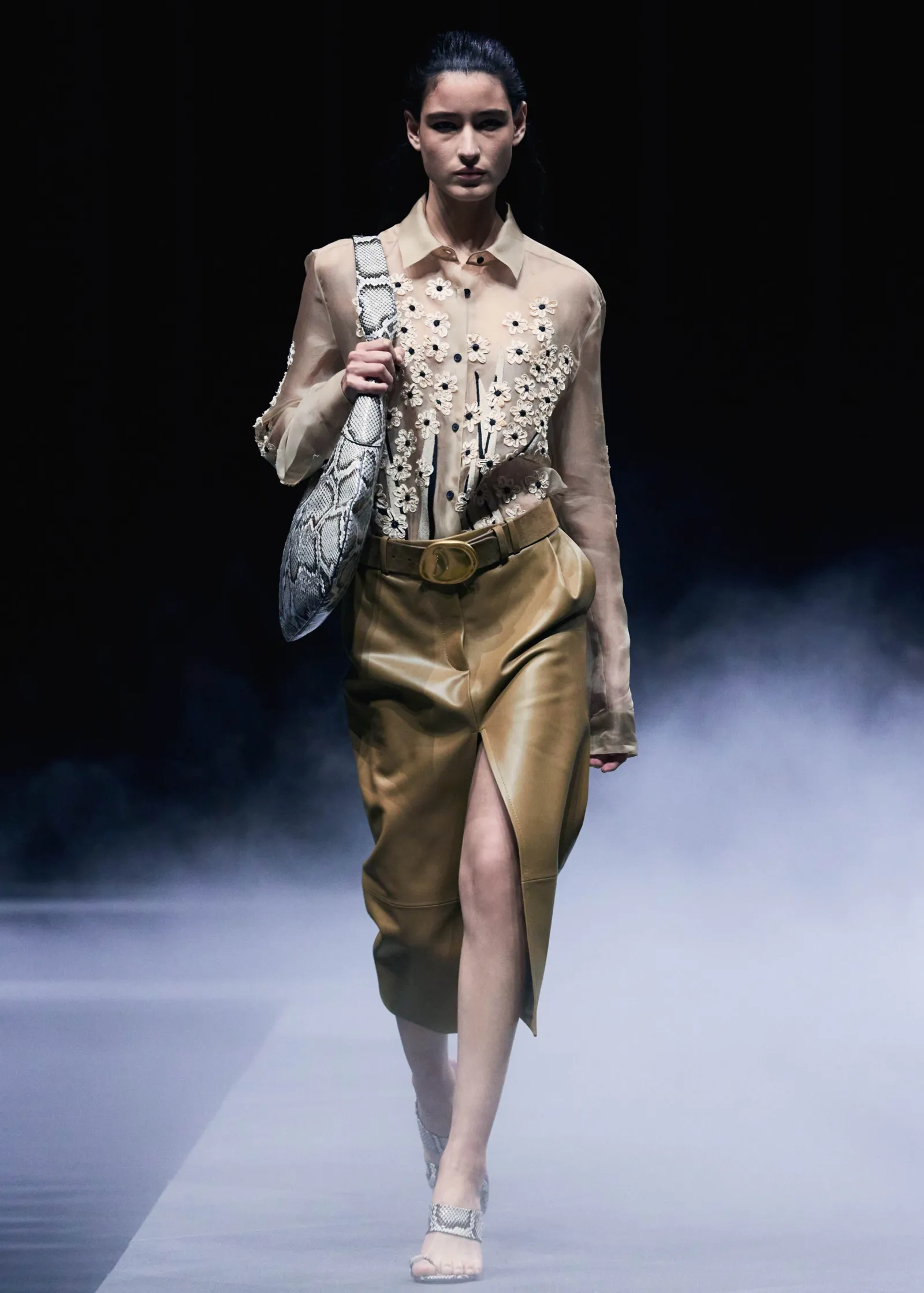 Khaite Leather|Skirts & Shorts-Anden Skirt in Golden Ochre Leather
