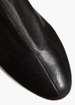Khaite Boots-Apollo Flat Ankle Boot in Black Leather