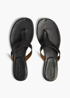 Khaite Sandals-Archer Flat Sandal in Black Leather