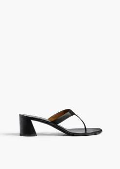 Khaite Sandals-Archer Sandal in Black Leather