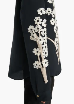 Khaite Shirts & Tops-Argo Top in Black with Floral Embroidery