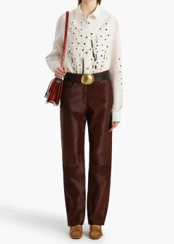 Khaite Shirts & Tops-Argo Top in Natural with Floral Embroidery