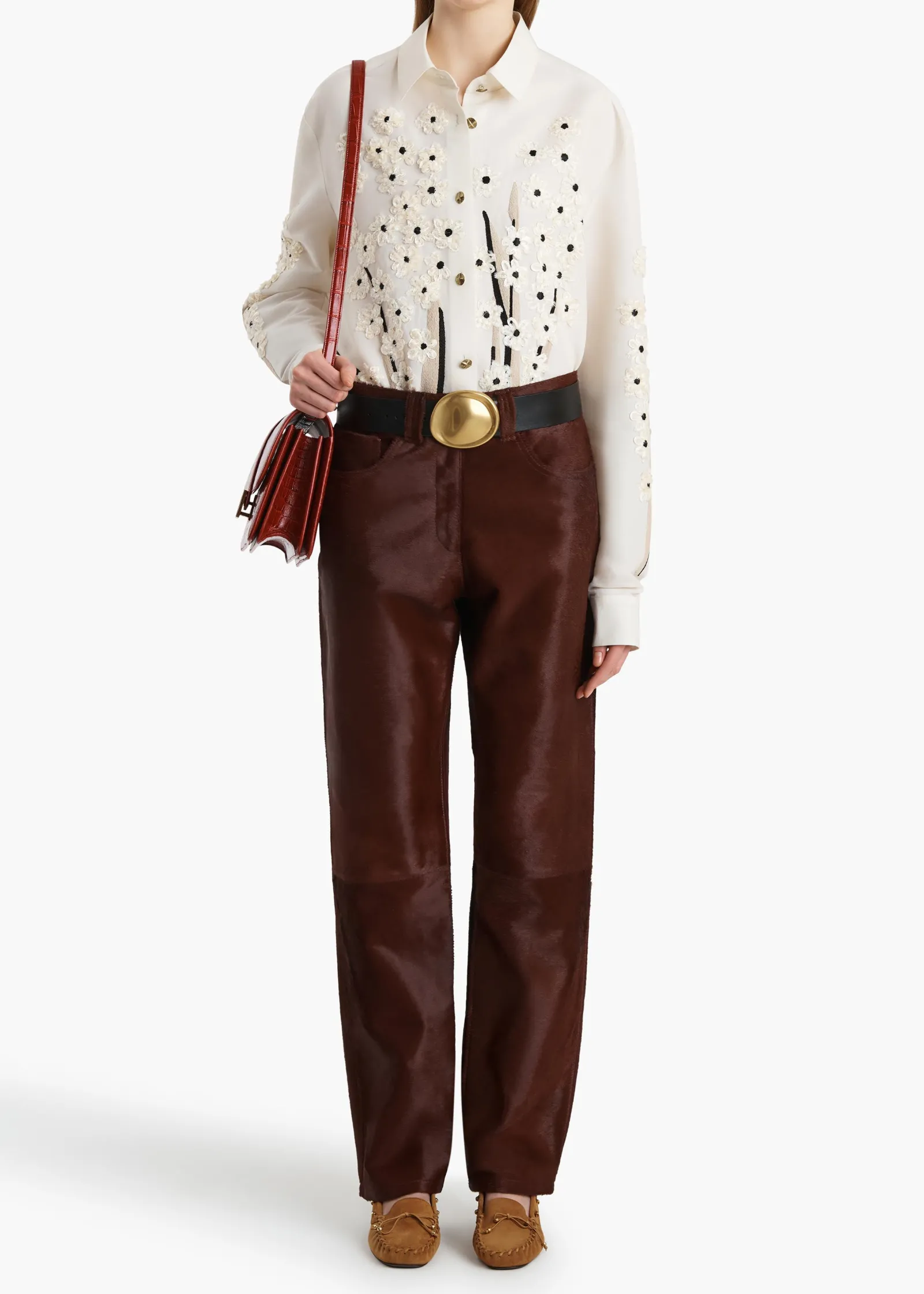 Khaite Shirts & Tops-Argo Top in Natural with Floral Embroidery