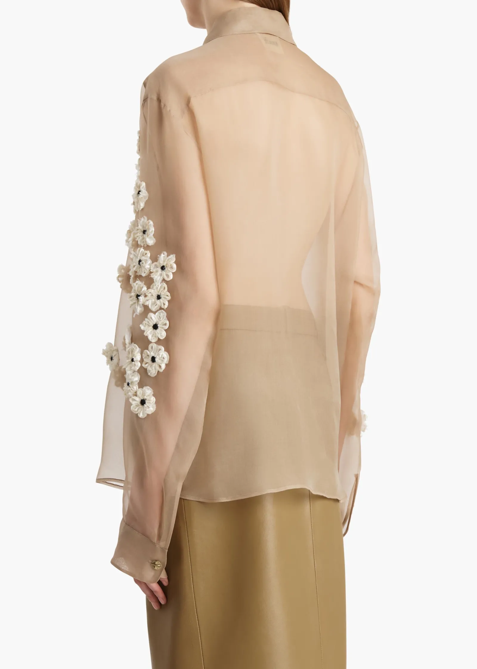 Khaite Shirts & Tops-Argo Top in Tea Stain with Floral Embroidery