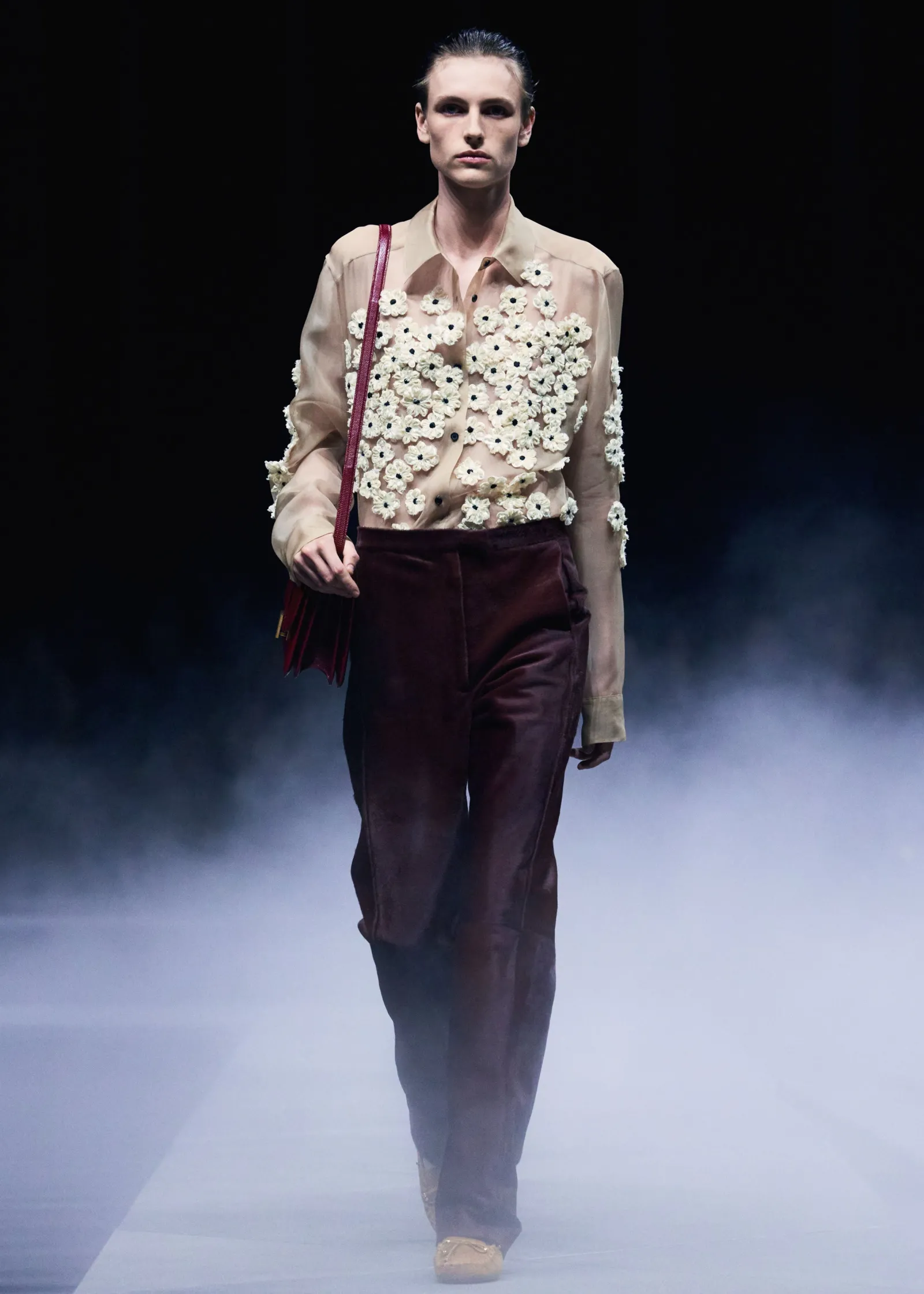 Khaite Shirts & Tops-Argo Top in Tea Stain with Floral Embroidery