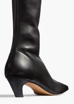 Khaite Boots-Arizona Over-the-Knee Stretch Boot in Black Nappa Leather