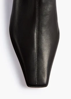 Khaite Boots-Arizona Stretch Ankle Boot in Black Nappa Leather