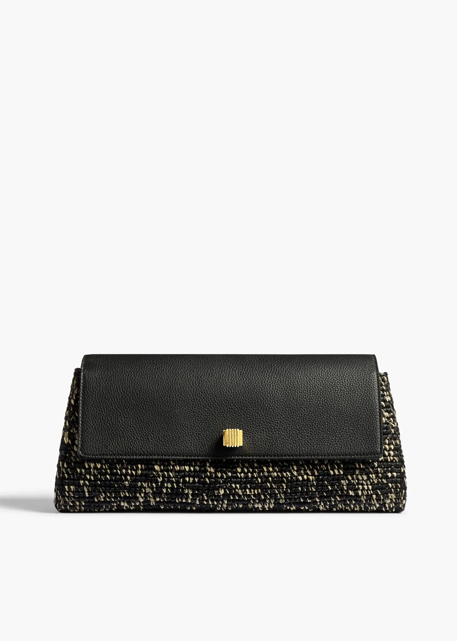 Khaite Evening-Audrey Clutch in Black and White Marled Raffia