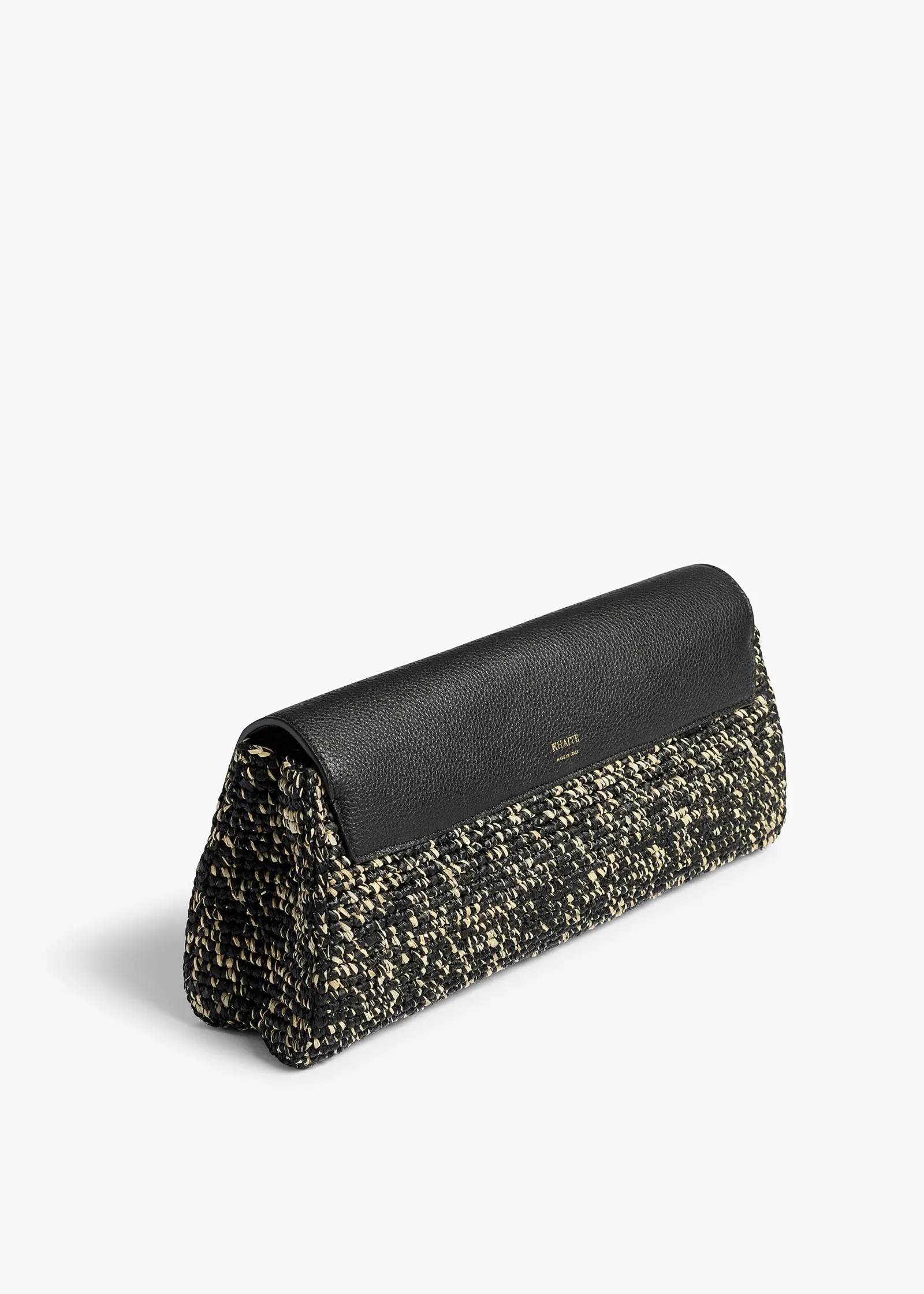 Khaite Evening-Audrey Clutch in Black and White Marled Raffia