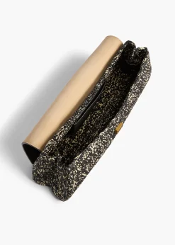 Khaite Evening-Audrey Clutch in Black and White Marled Raffia