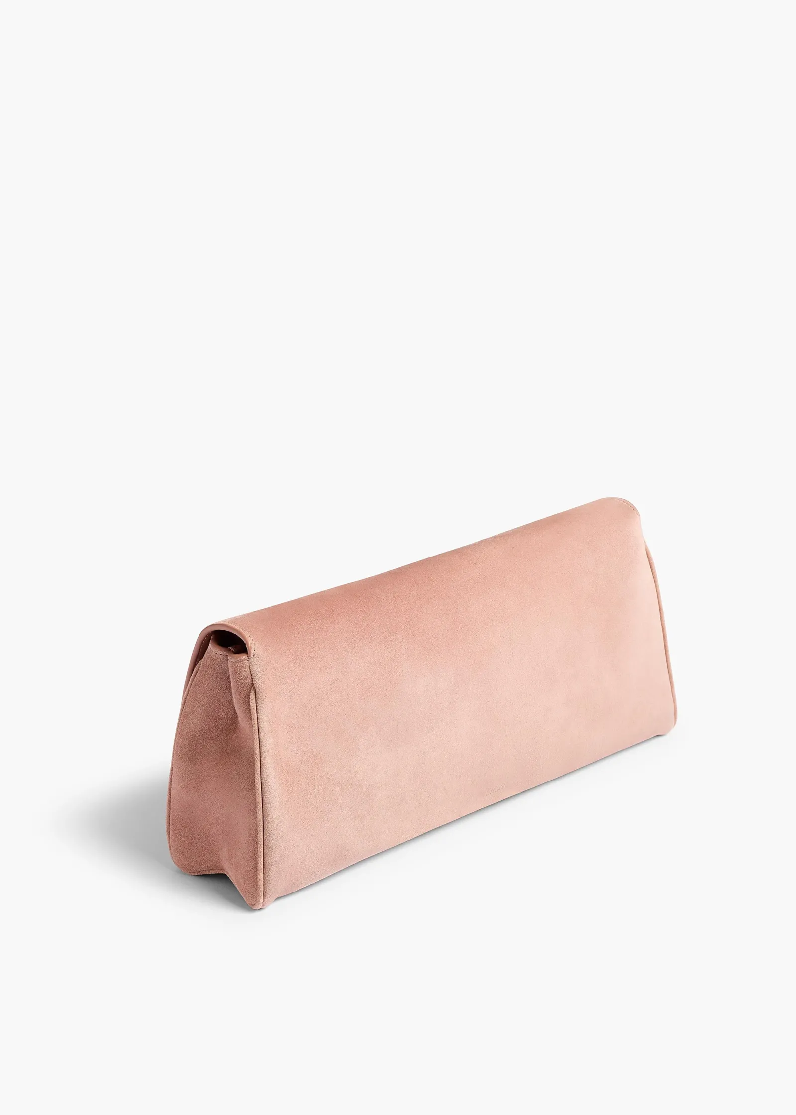 Khaite Evening-Audrey Clutch in Dusty Pink Suede