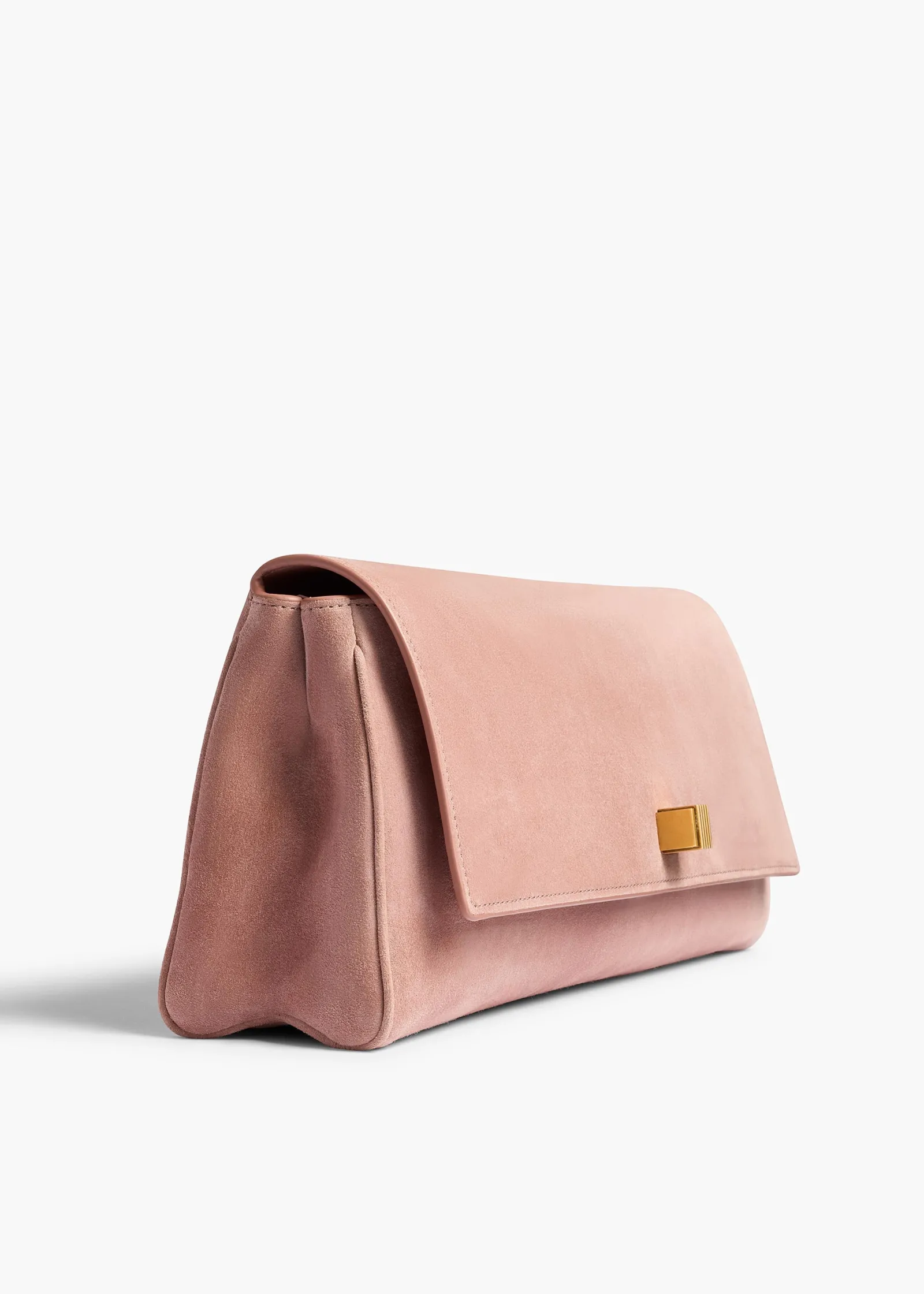 Khaite Evening-Audrey Clutch in Dusty Pink Suede