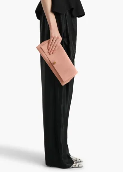 Khaite Evening-Audrey Clutch in Dusty Pink Suede