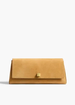 Khaite Evening-Audrey Clutch in Goldenrod Suede