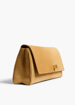 Khaite Evening-Audrey Clutch in Goldenrod Suede
