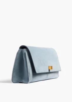 Khaite Evening-Audrey Clutch in Lead Suede