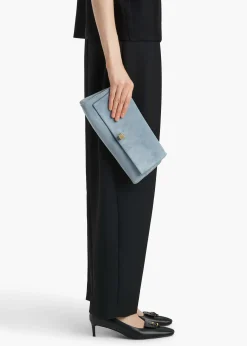 Khaite Evening-Audrey Clutch in Lead Suede