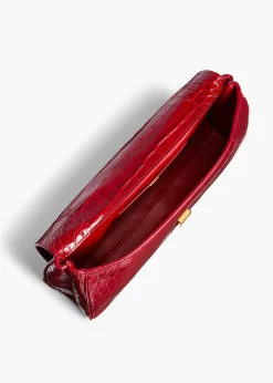 Khaite Evening-Audrey Clutch in Ruby Alligator