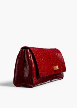 Khaite Evening-Audrey Clutch in Ruby Alligator