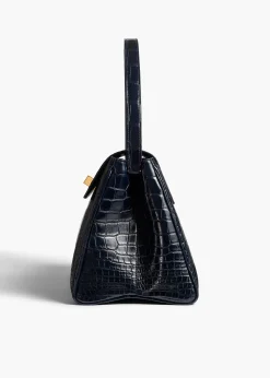 Khaite Top Handle-Audrey Top Handle Bag in Midnight Alligator