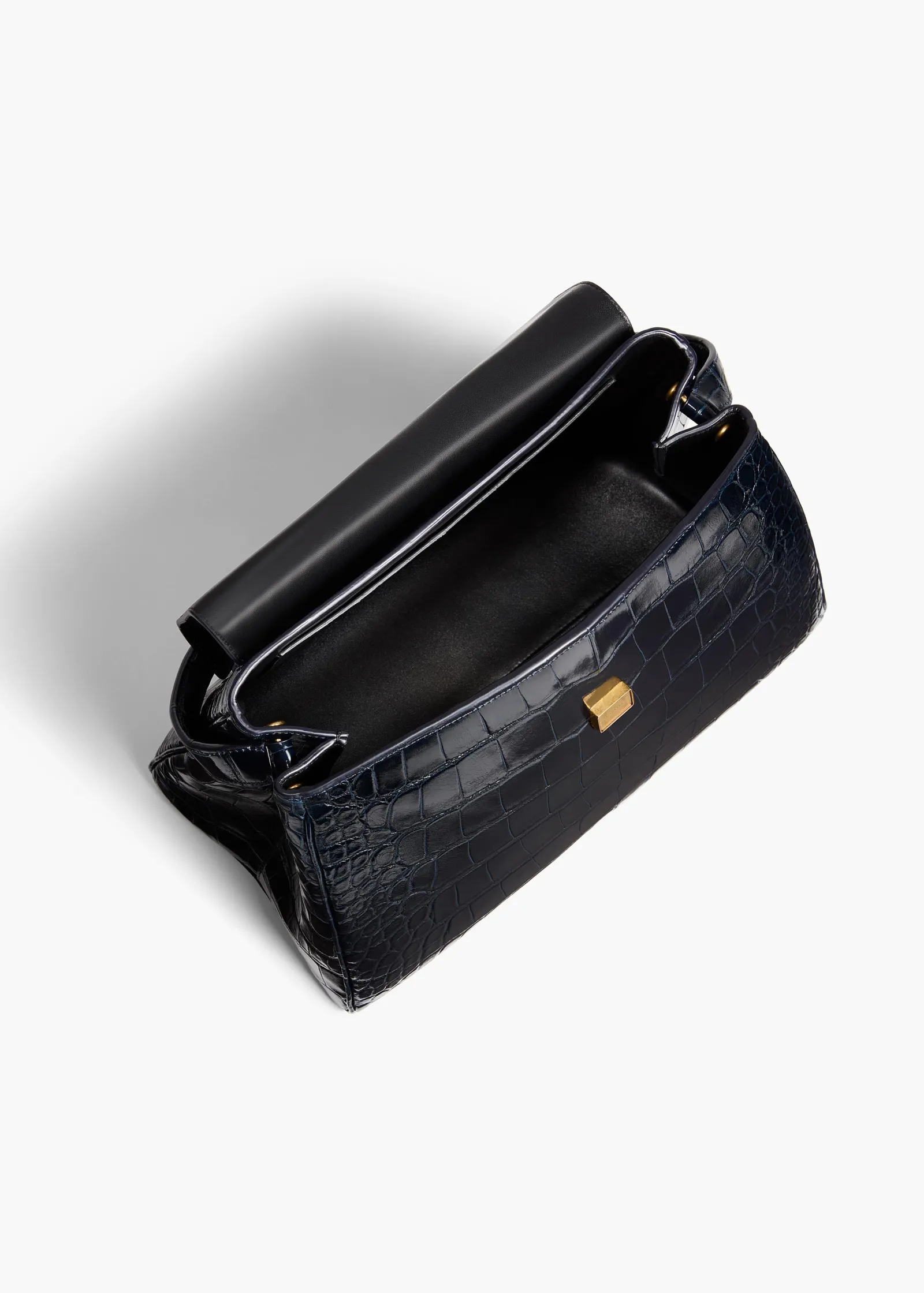 Khaite Top Handle-Audrey Top Handle Bag in Midnight Alligator