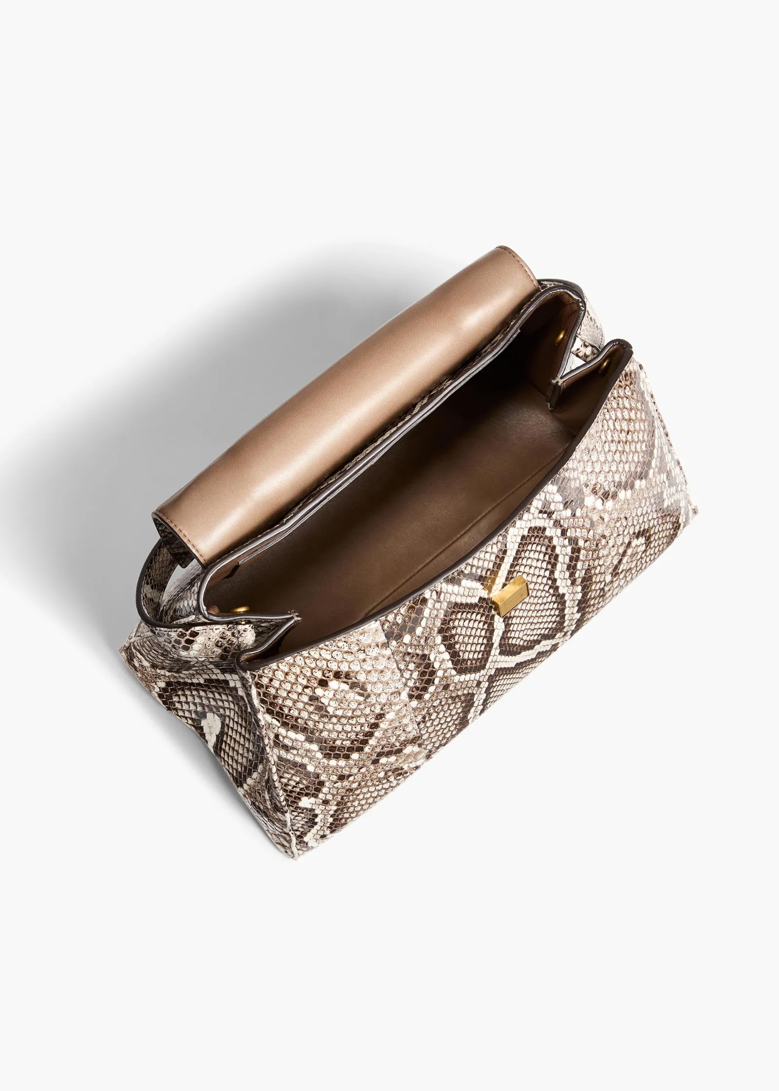 Khaite Top Handle-Audrey Top Handle Bag in Natural Python