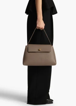 Khaite Top Handle-Audrey Top Handle Bag in Elephant Pebbled Leather