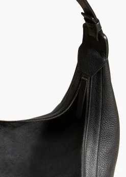 Khaite Crossbody Bags-Augustina Hobo in Black Pebbled Leather