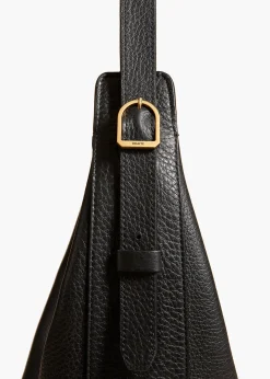Khaite Crossbody Bags-Augustina Hobo in Black Pebbled Leather