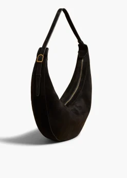 Khaite Crossbody Bags-Augustina Hobo in Black Suede