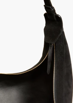 Khaite Crossbody Bags-Augustina Hobo in Black Suede