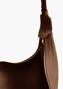 Khaite Crossbody Bags-Augustina Hobo in Cedar Suede