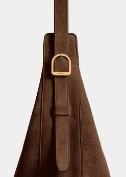 Khaite Crossbody Bags-Augustina Hobo in Cedar Suede