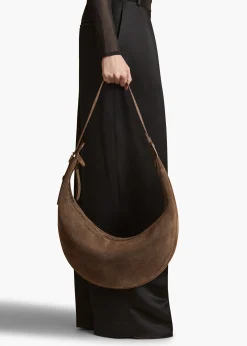 Khaite Crossbody Bags-Augustina Hobo in Cedar Suede