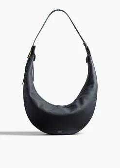 Khaite Crossbody Bags-Augustina Hobo in Midnight Pebbled Leather