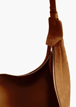 Khaite Crossbody Bags-Augustina Hobo in Mud Suede