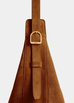 Khaite Crossbody Bags-Augustina Hobo in Mud Suede